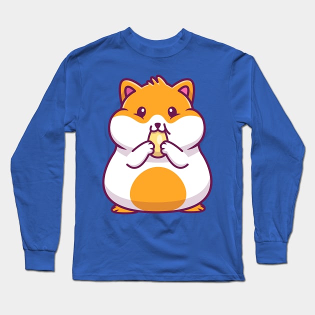 Cute Hamster Eating Sunflower Seed Cartoon (2) Long Sleeve T-Shirt by Catalyst Labs